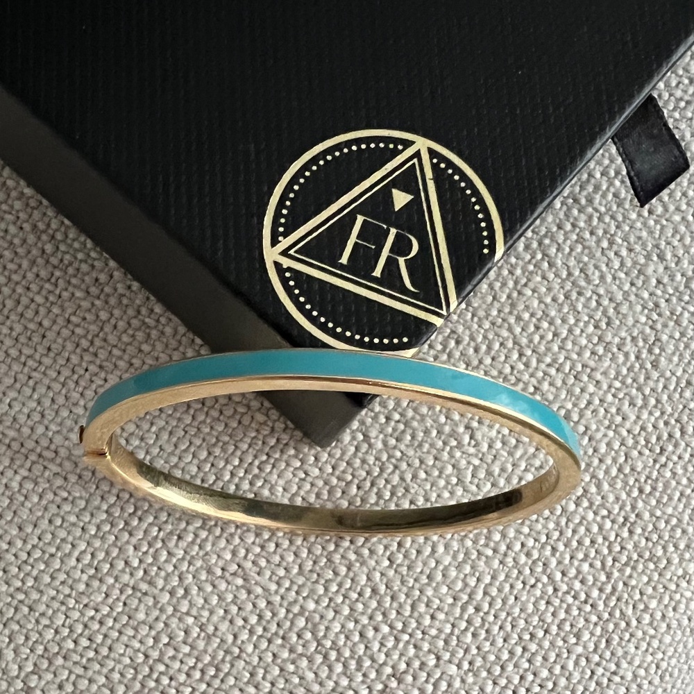 FoundRae 18K Spade Bracelet Bangle Turquoise Enamel